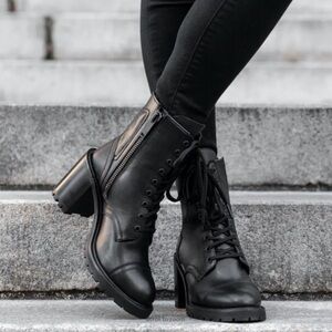 Thursday Boot Co. Rebel Black Leather Combat Heel Boot Women’s Size 8 NEW IN BOX